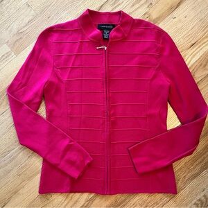 Cable & Gauge MED magenta turtleneck knit sweater. Full zip wear alone or layer.